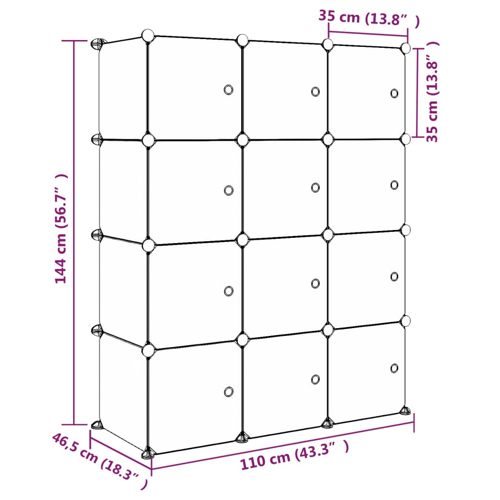 8720286849835_g_en_hd_6 vidaXL Cube Storage Cabinet for Kids with 12 Cubes Blue PP - Image 8
