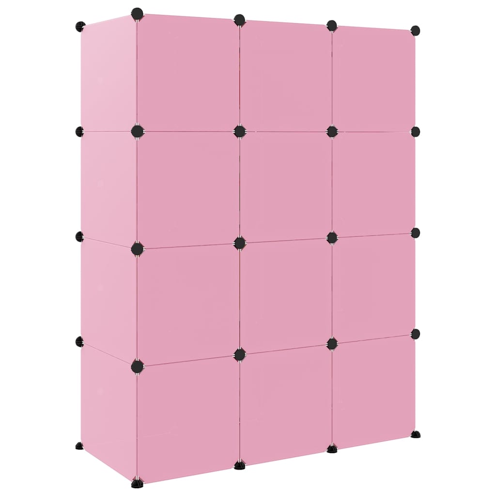 8720286849842_g_en_hd_3 vidaXL Cube Storage Cabinet for Kids with 12 Cubes Pink PP - Image 5