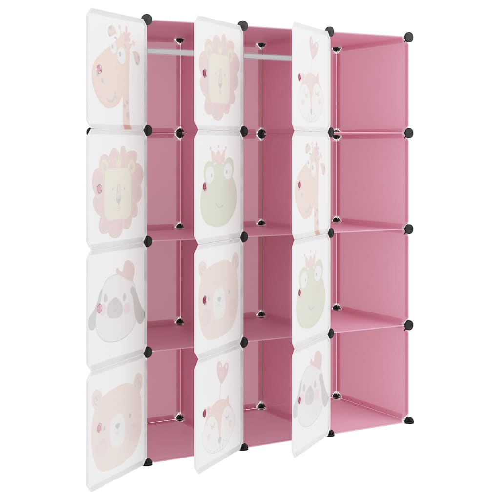 8720286849842_g_en_hd_4 vidaXL Cube Storage Cabinet for Kids with 12 Cubes Pink PP - Image 6