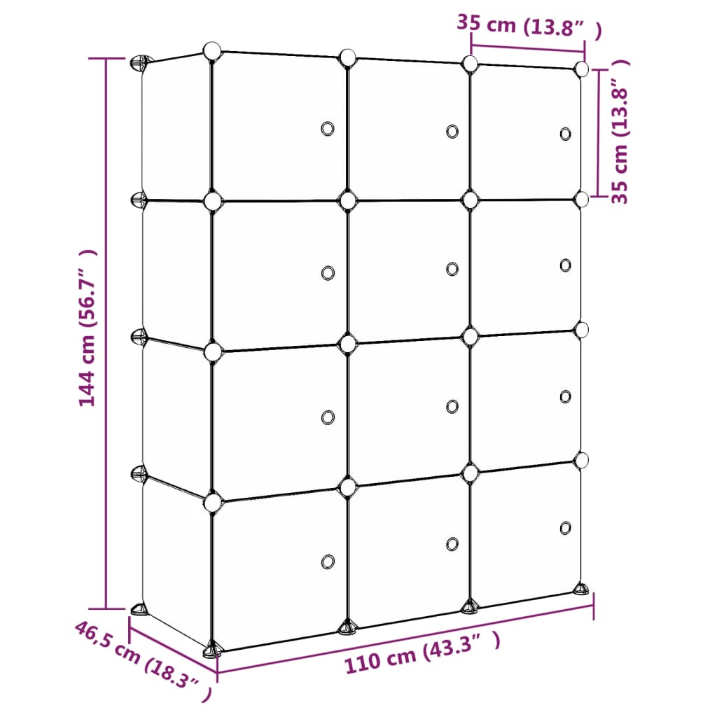 8720286849842_g_en_hd_6 vidaXL Cube Storage Cabinet for Kids with 12 Cubes Pink PP - Image 8