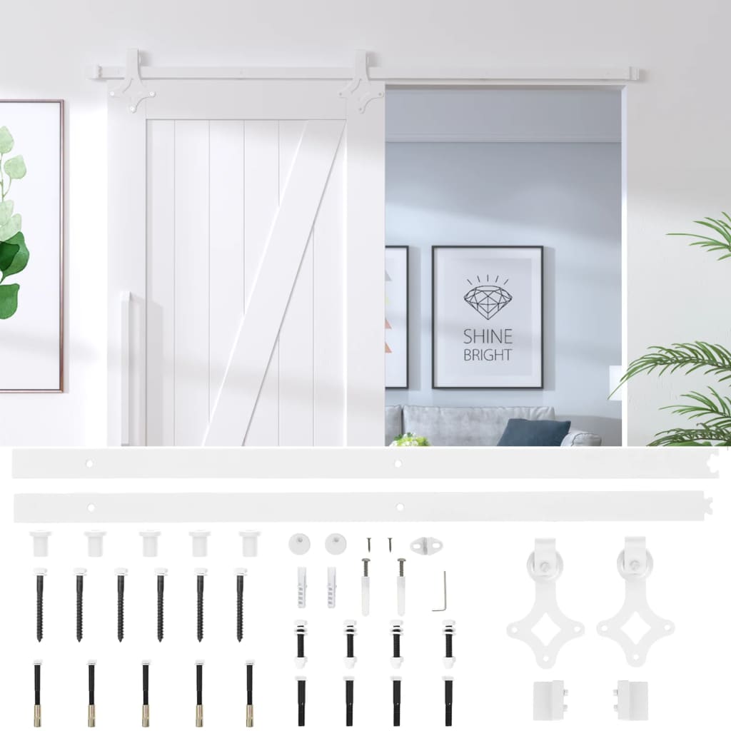 8720286854358_g_en_hd_4 vidaXL Sliding Door Hardware Kit 200 cm Steel White - Image 6
