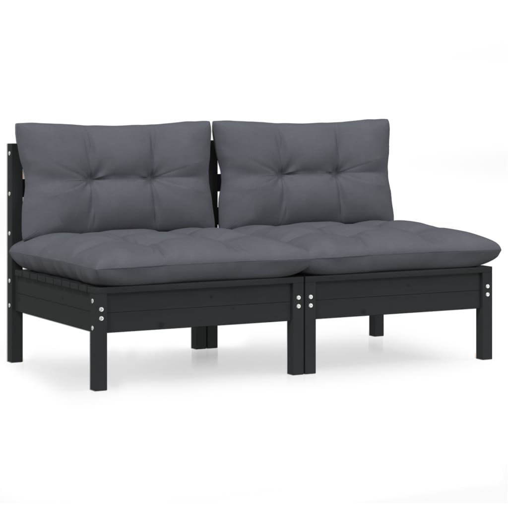 8720286858554_a_en_hd_1 vidaXL 2-Seater Garden Sofa with Anthracite Cushions Solid Wood Pine - Image 2
