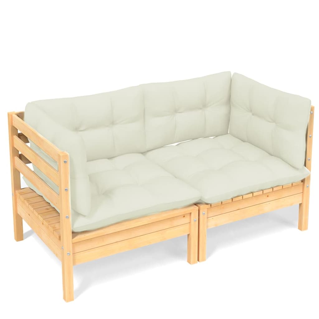 8720286858691_a_en_hd_1 vidaXL 2-Seater Garden Sofa with Cream Cushions Solid Wood Pine - Image 2