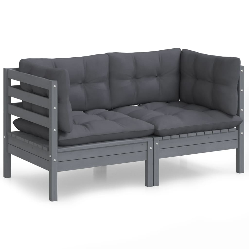 8720286858714_a_en_hd_1 vidaXL 2-Seater Garden Sofa with Anthracite Cushions Solid Wood Pine - Image 2