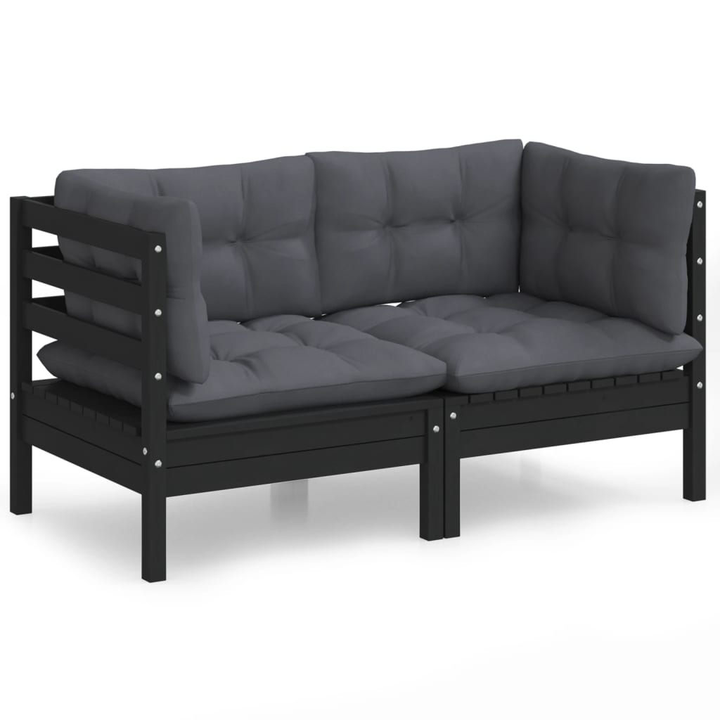 8720286858738_a_en_hd_1 vidaXL 2-Seater Garden Sofa with Anthracite Cushions Solid Wood Pine - Image 2