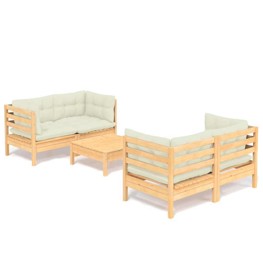 8720286858813_a_en_hd_1 vidaXL 5 Piece Garden Lounge Set with Cream Cushions Pinewood - Image 2