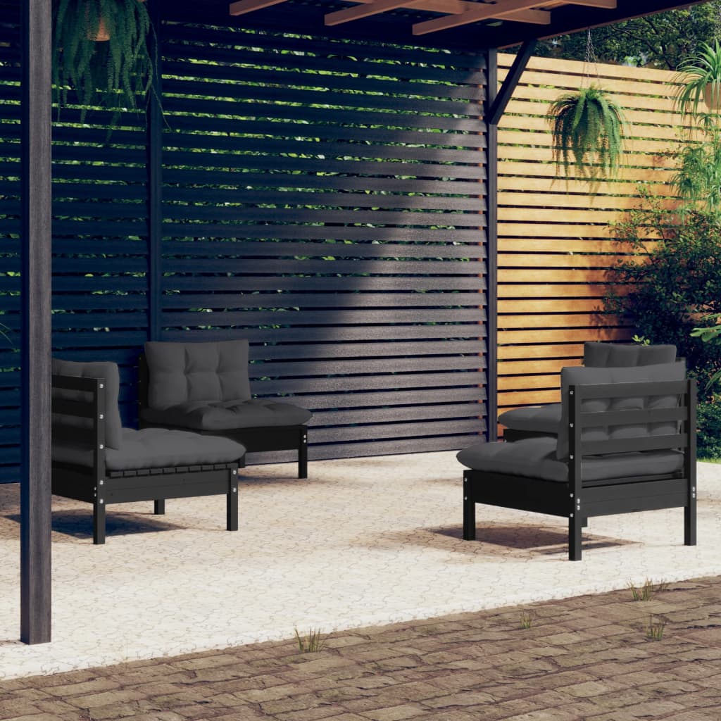 8720286858912_m_en_hd_1 vidaXL 4 Piece Garden Lounge Set with Anthracite Cushions Pinewood - Image 1
