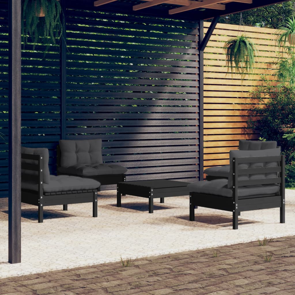 8720286858974_m_en_hd_1 vidaXL 5 Piece Garden Lounge Set with Anthracite Cushions Pinewood - Image 1