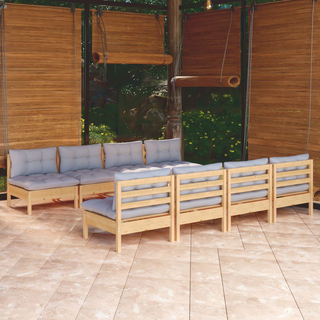 8720286860007_m_en_hd_1 vidaXL 9 Piece Garden Lounge Set with Grey Cushions Solid Pinewood - Image 1