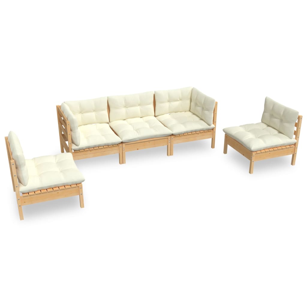 8720286860434_a_en_hd_1 vidaXL 5 Piece Garden Lounge Set with Cream Cushions Solid Pinewood - Image 2