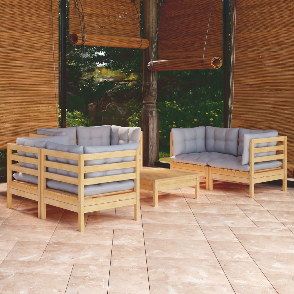 8720286861080_m_en_hd_1 vidaXL 7 Piece Garden Lounge Set with Grey Cushions Solid Pinewood - Image 1