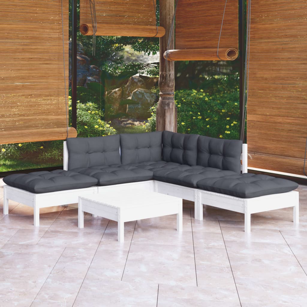 8720286861769_m_en_hd_1 vidaXL 6 Piece Garden Lounge Set with Cushions White Pinewood - Image 1