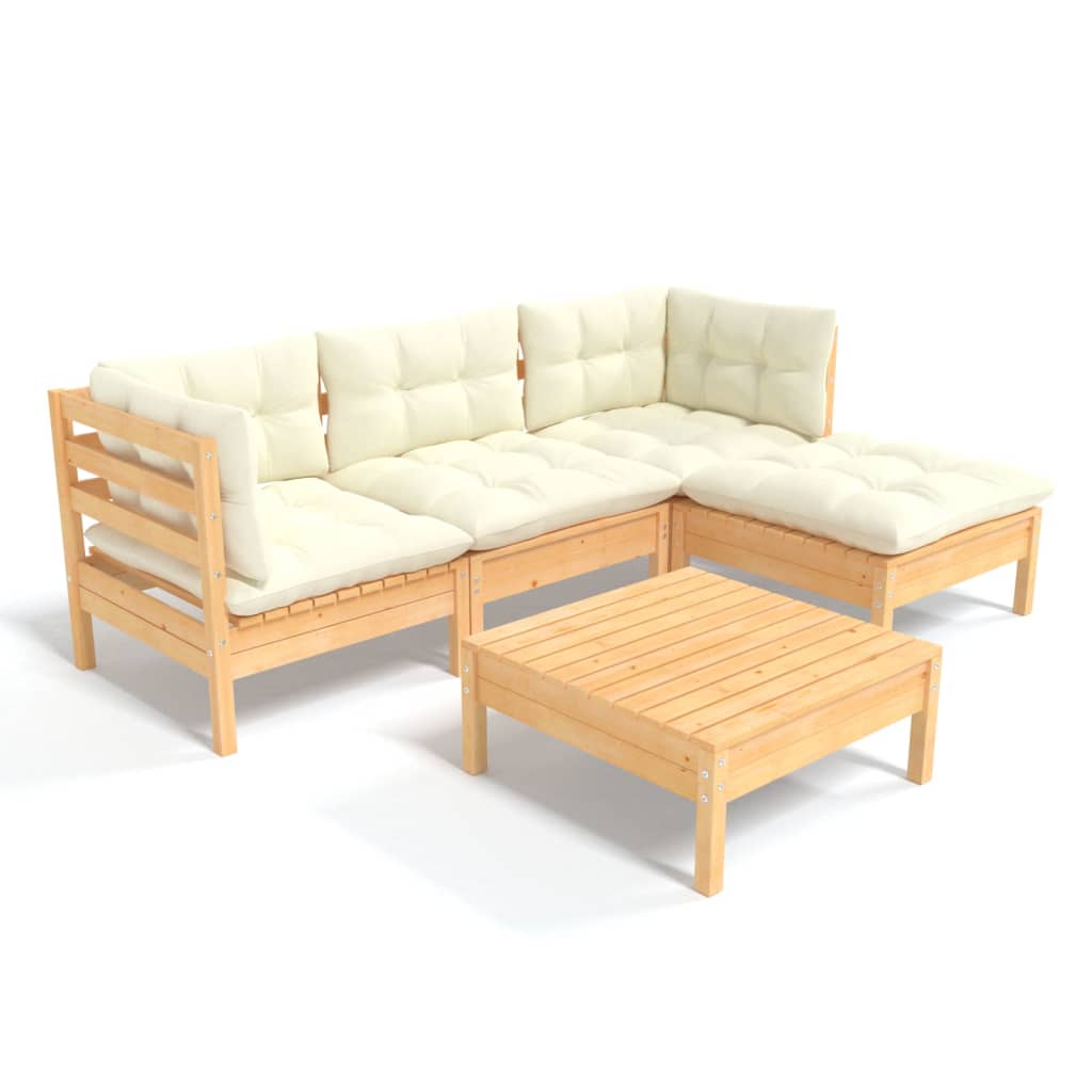 8720286862117_a_en_hd_1 vidaXL 5 Piece Garden Lounge Set with Cream Cushions Pinewood - Image 2