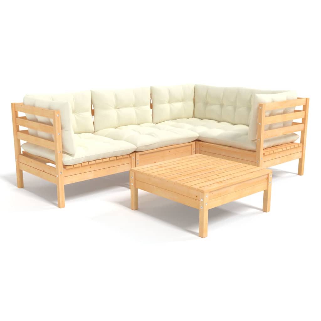 8720286862353_a_en_hd_1 vidaXL 5 Piece Garden Lounge Set with Cream Cushions Pinewood - Image 2