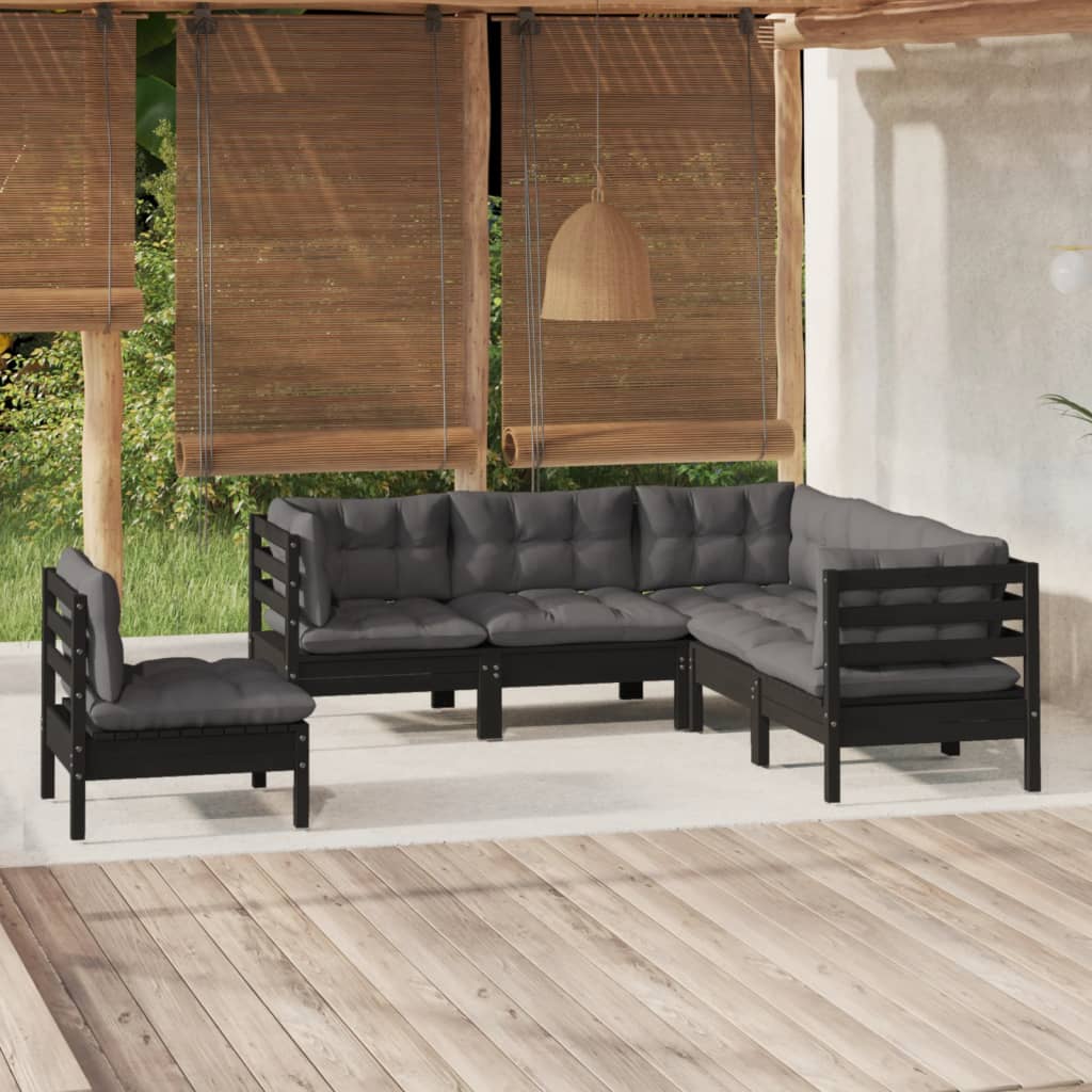 8720286862698_m_en_hd_1 vidaXL 5 Piece Garden Lounge Set with Cushions Black Pinewood - Image 1