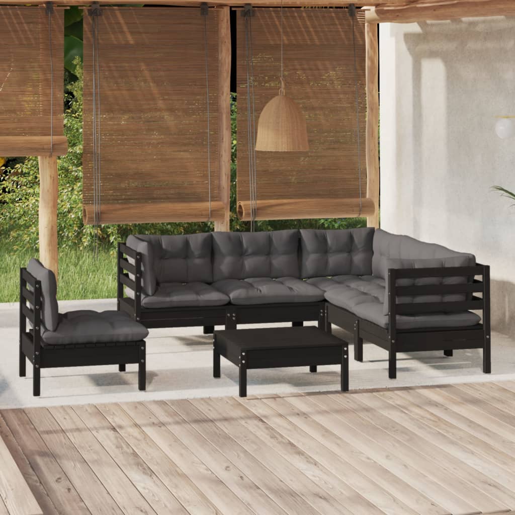 8720286862759_m_en_hd_1 vidaXL 6 Piece Garden Lounge Set with Cushions Black Pinewood - Image 1