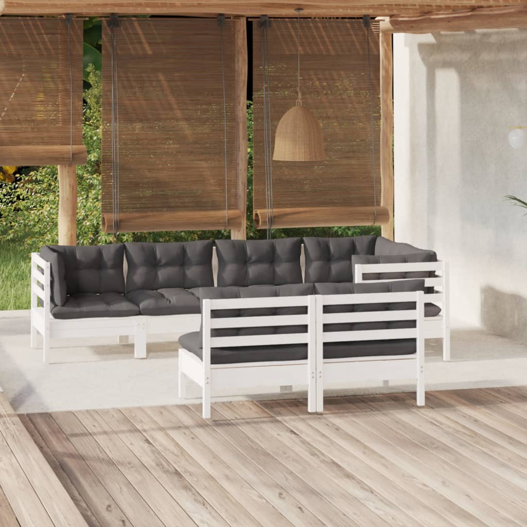 8720286863022_m_en_hd_1 vidaXL 7 Piece Garden Lounge Set with Cushions White Solid Pinewood - Image 1