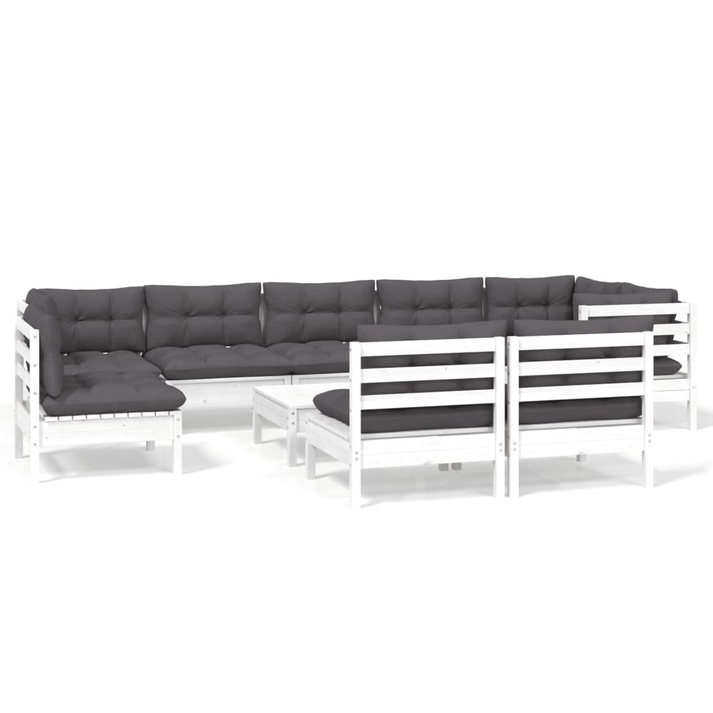 8720286863442_a_en_hd_1 vidaXL 10 Piece Garden Lounge Set with Cushions White Solid Pinewood - Image 2