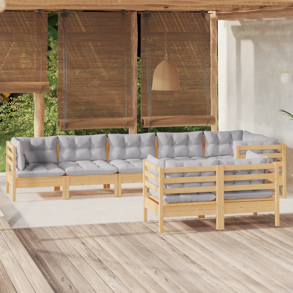 8720286863602_m_en_hd_1 vidaXL 8 Piece Garden Lounge Set with Grey Cushions Solid Pinewood - Image 1