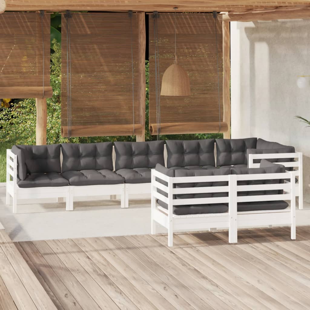 8720286863626_m_en_hd_1 vidaXL 8 Piece Garden Lounge Set with Cushions White Solid Pinewood - Image 1