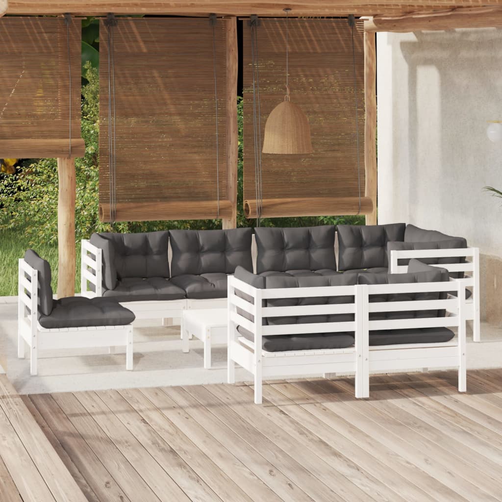 8720286863800_m_en_hd_1 vidaXL 9 Piece Garden Lounge Set with Cushions White Solid Pinewood - Image 1