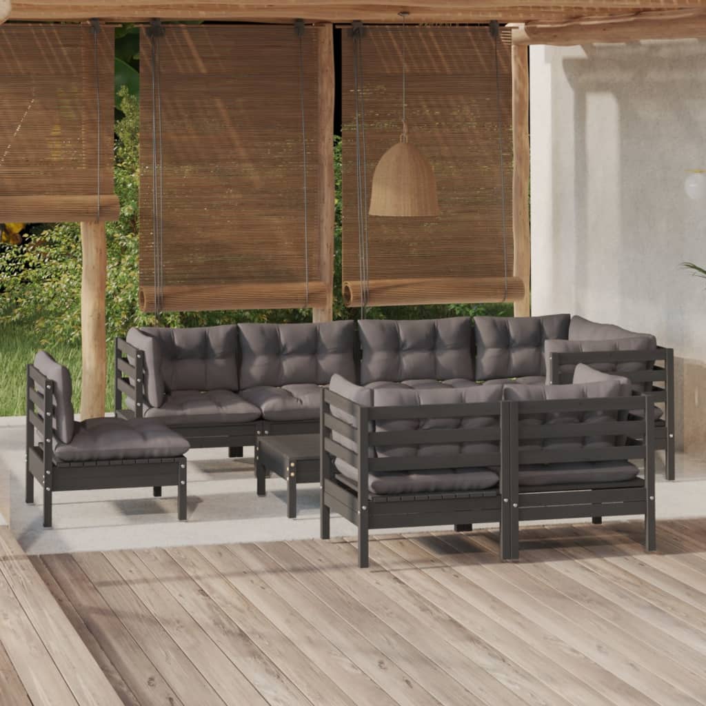 8720286863831_m_en_hd_1 vidaXL 9 Piece Garden Lounge Set with Cushions Black Solid Pinewood - Image 1