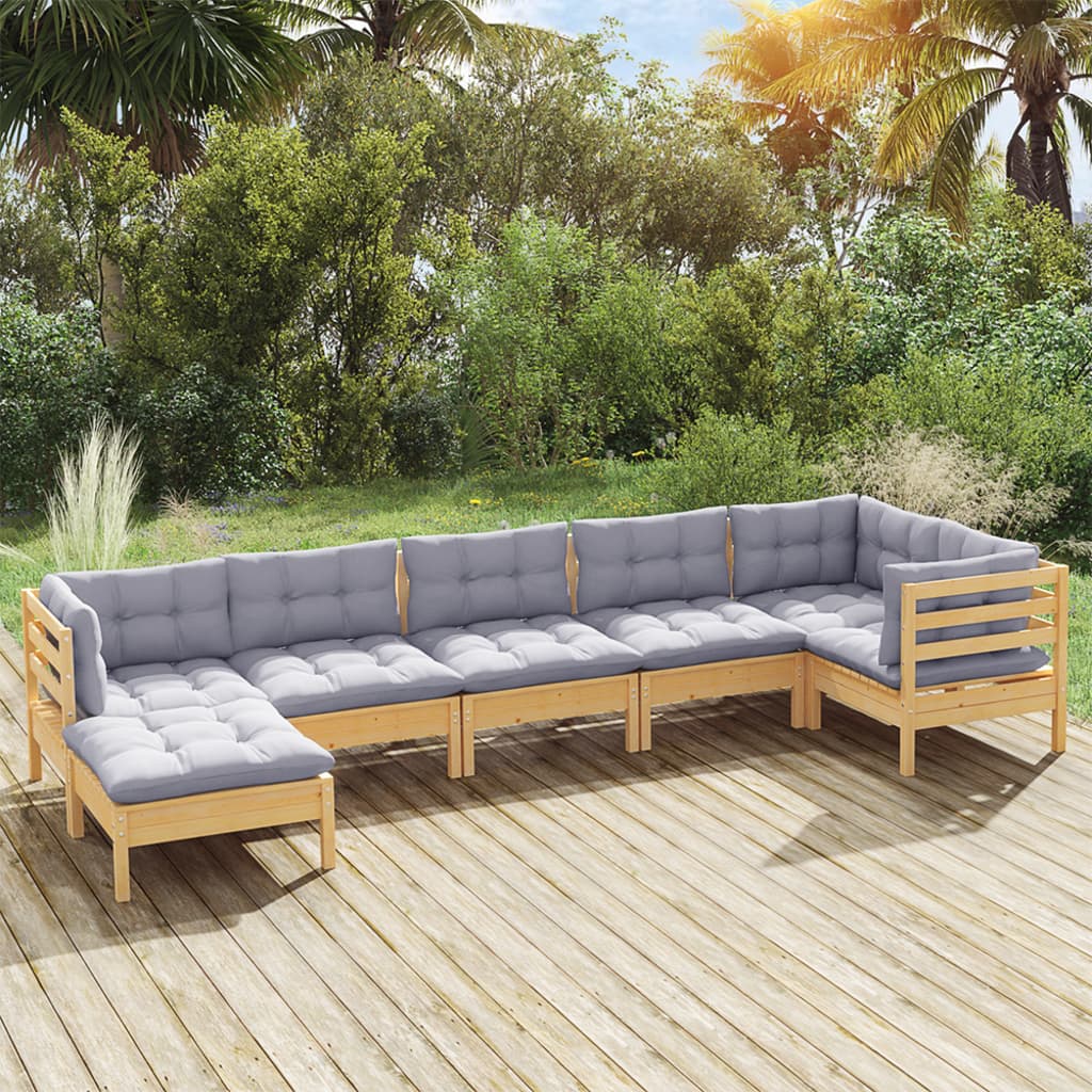 8720286864081_m_en_hd_1 vidaXL 7 Piece Garden Lounge Set with Grey Cushions Solid Pinewood - Image 1