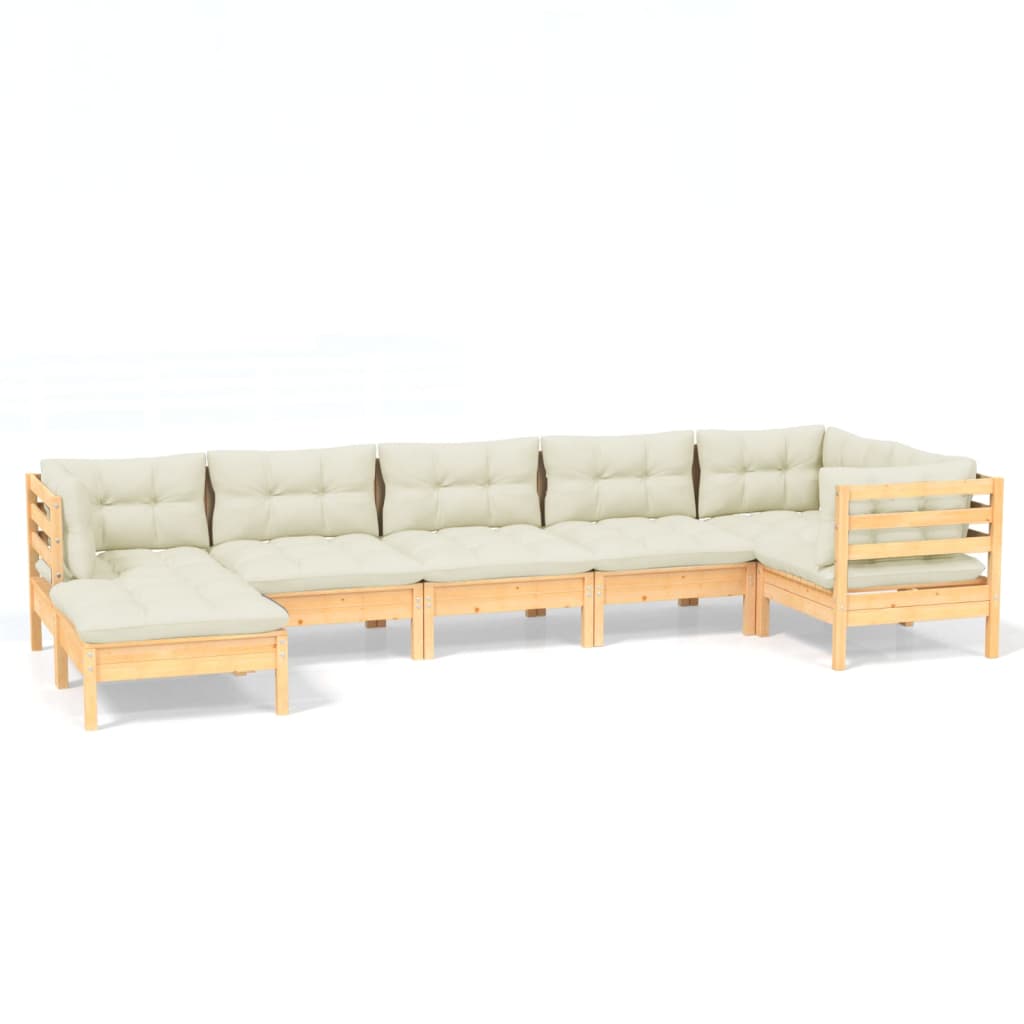 8720286864098_a_en_hd_1 vidaXL 7 Piece Garden Lounge Set with Cream Cushions Solid Pinewood - Image 2