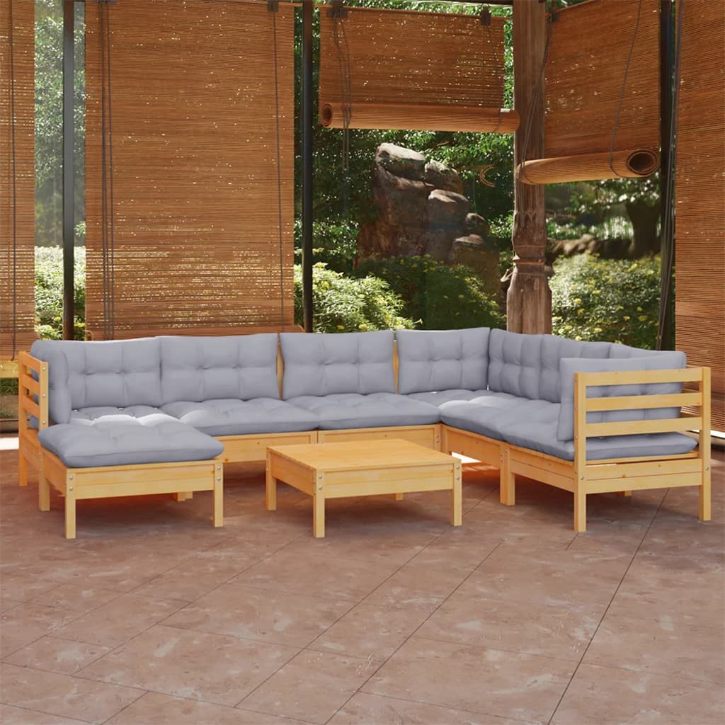 8720286864265_m_en_hd_1 vidaXL 8 Piece Garden Lounge Set with Grey Cushions Solid Pinewood - Image 1