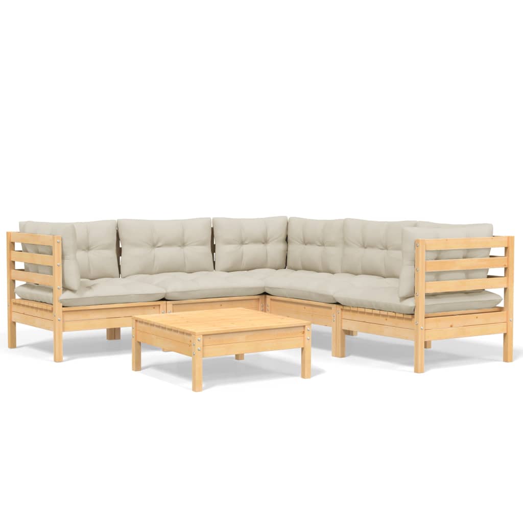 8720286864517_a_en_hd_1 vidaXL 6 Piece Garden Lounge Set with Cream Cushions Solid Pinewood - Image 2
