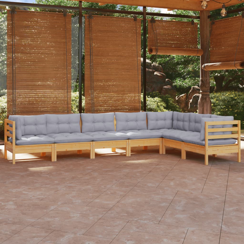 8720286864685_m_en_hd_1 vidaXL 7 Piece Garden Lounge Set with Grey Cushions Solid Pinewood - Image 1