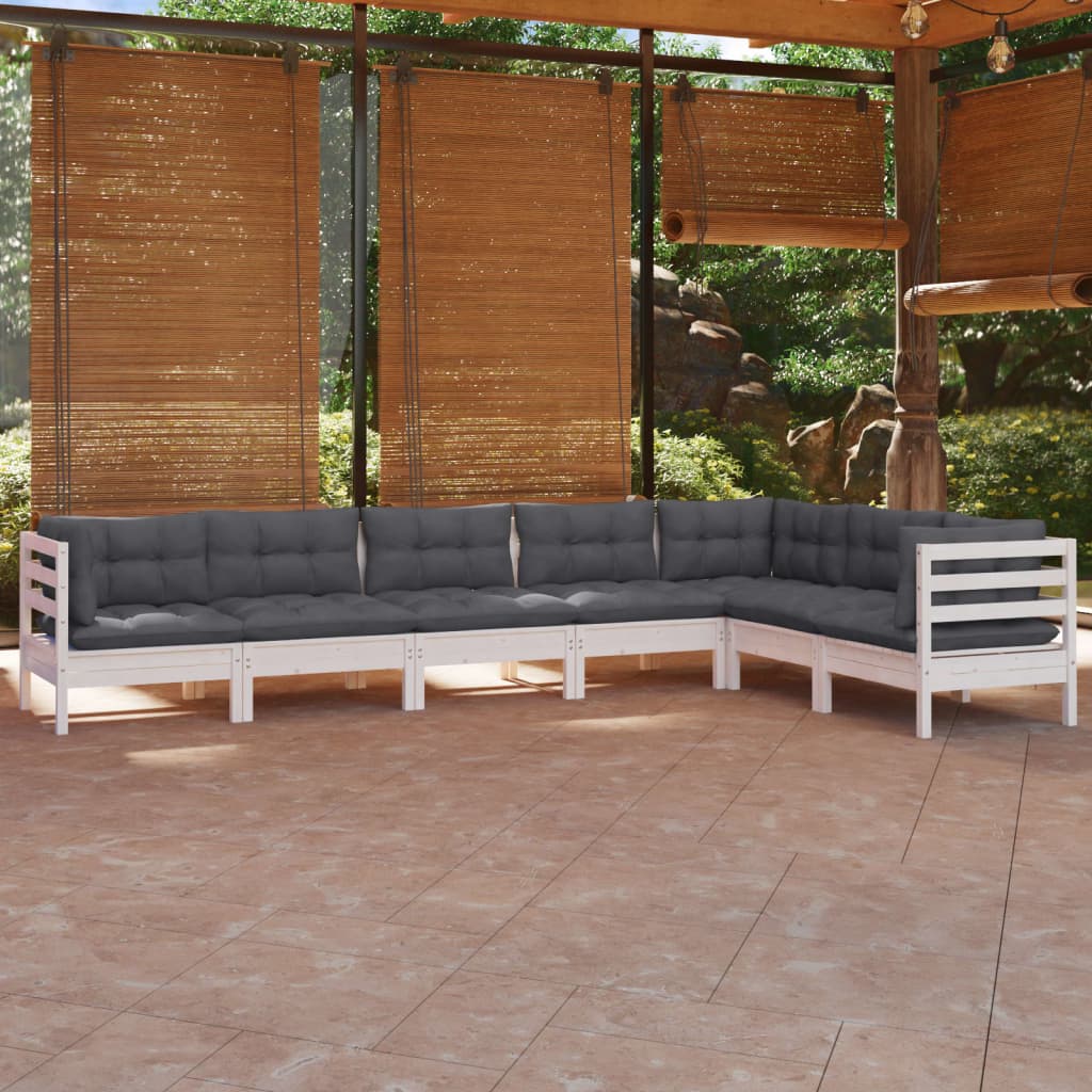 8720286864708_m_en_hd_1 vidaXL 7 Piece Garden Lounge Set with Cushions White Solid Pinewood - Image 1