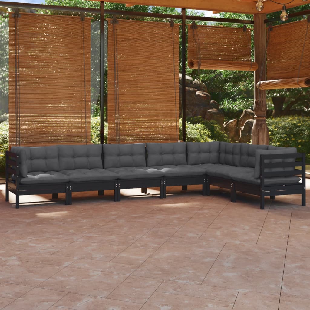 8720286864739_m_en_hd_1 vidaXL 7 Piece Garden Lounge Set with Cushions Black Solid Pinewood - Image 1
