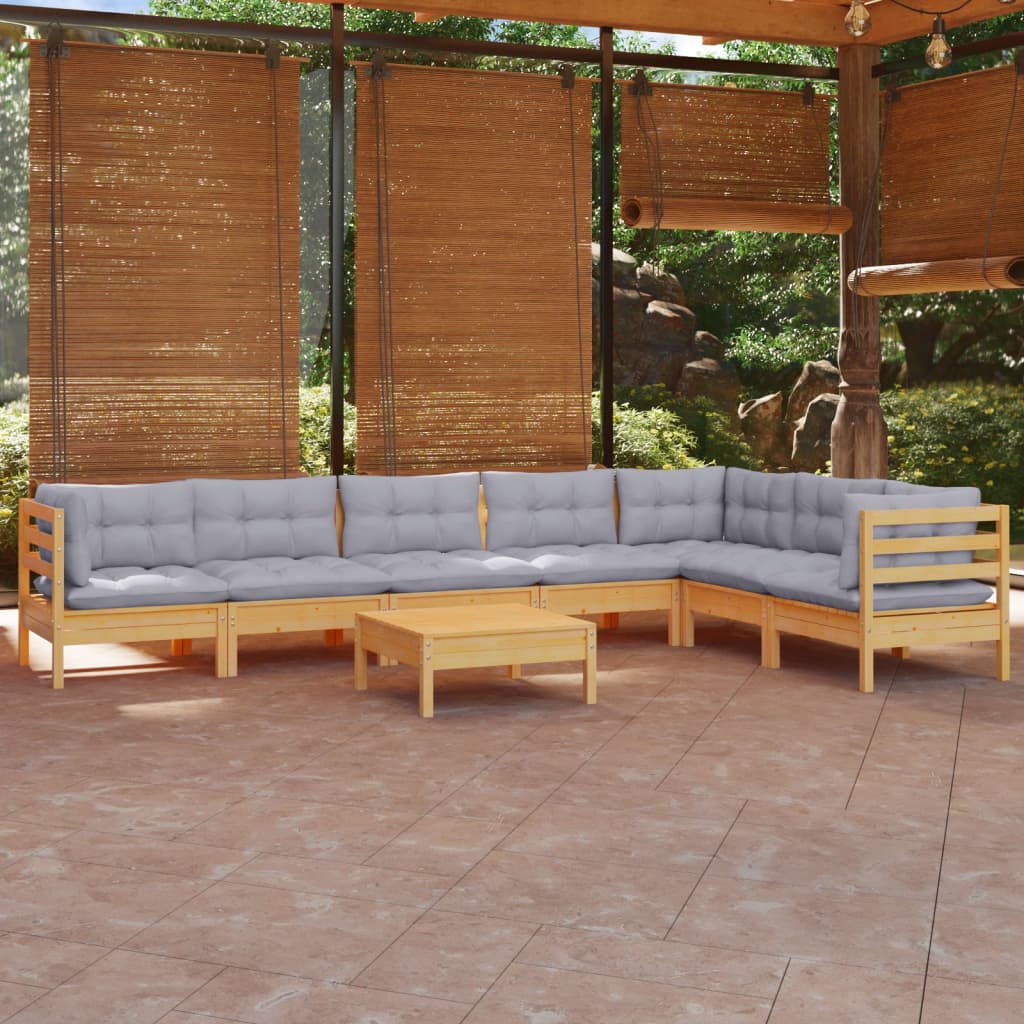 8720286864746_m_en_hd_1 vidaXL 8 Piece Garden Lounge Set with Grey Cushions Solid Pinewood - Image 1