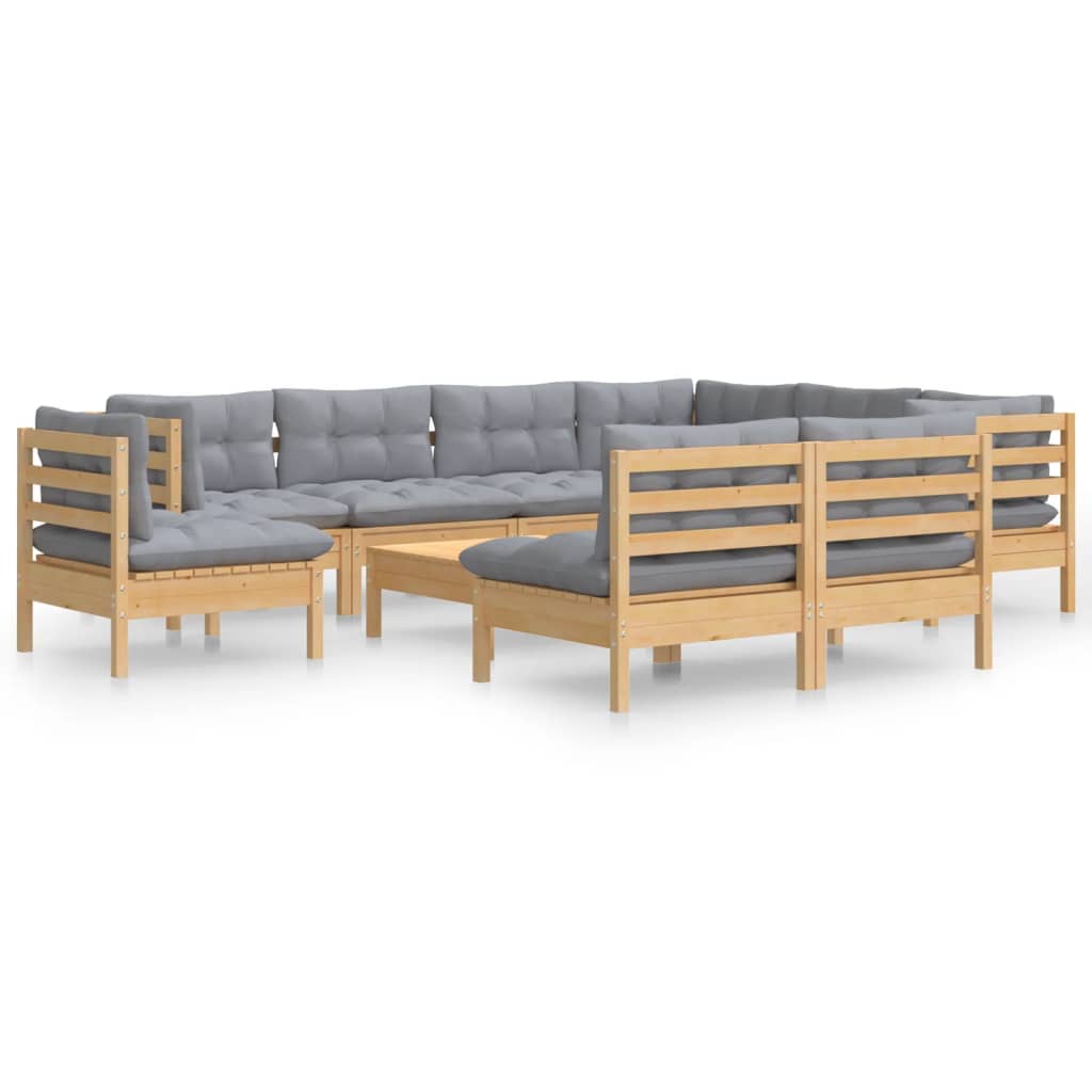 8720286865224_a_en_hd_1 vidaXL 10 Piece Garden Lounge Set with Grey Cushions Solid Pinewood - Image 2
