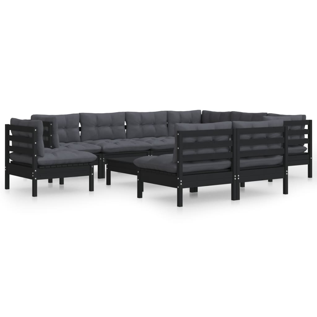 8720286865279_a_en_hd_1 vidaXL 10 Piece Garden Lounge Set with Cushions Black Solid Pinewood - Image 2
