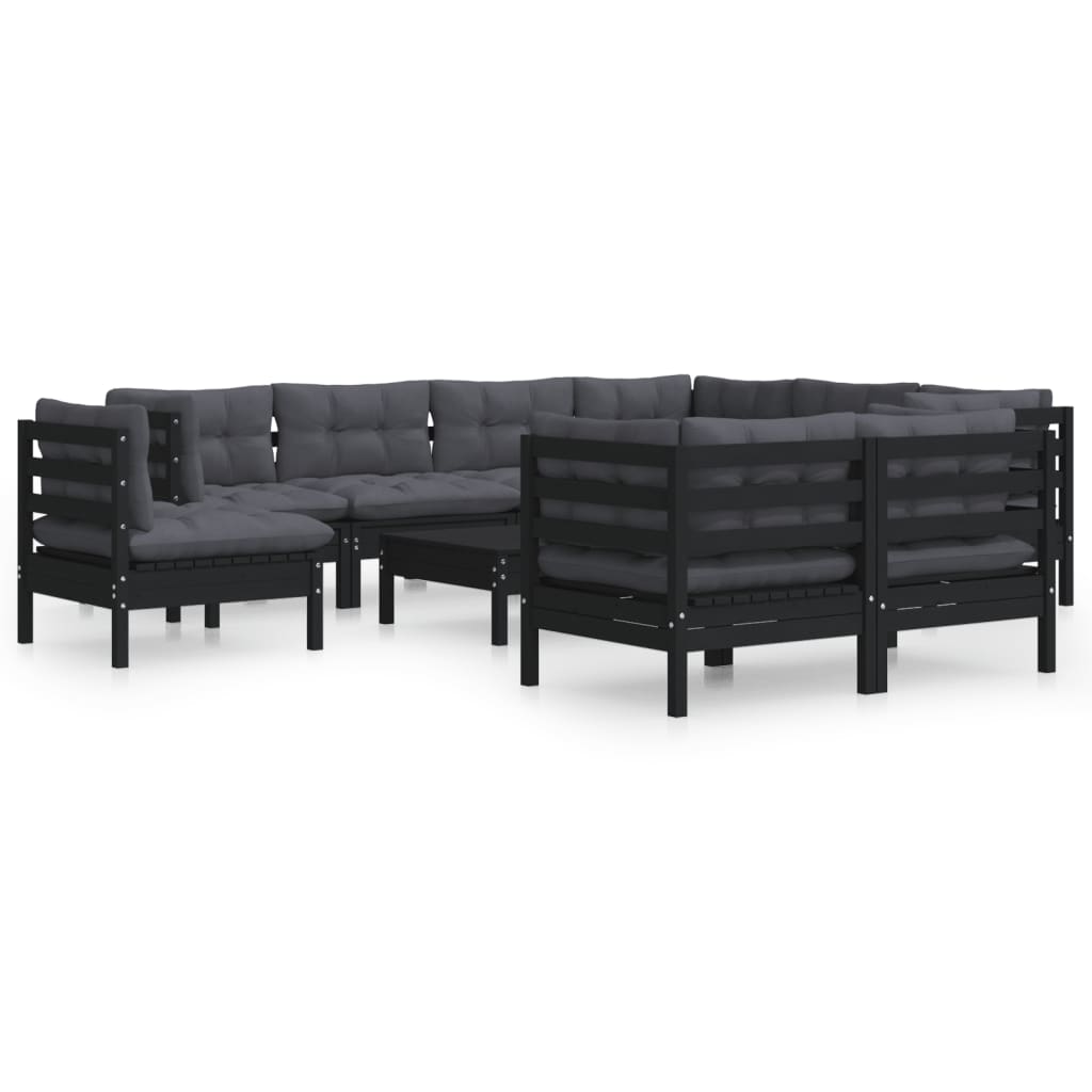 8720286865514_a_en_hd_1 vidaXL 10 Piece Garden Lounge Set with Cushions Black Solid Pinewood - Image 2