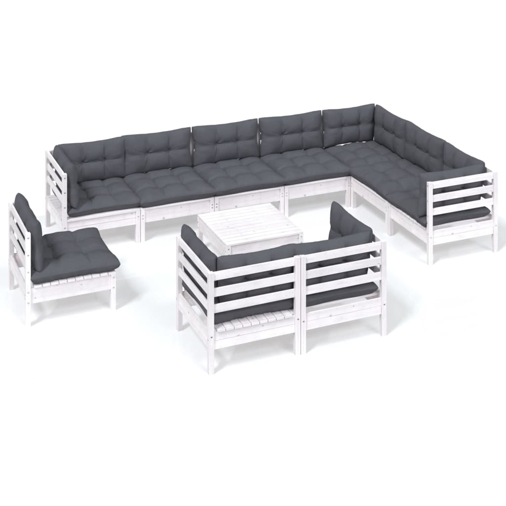 8720286865606_a_en_hd_1 vidaXL 11 Piece Garden Lounge Set with Cushions White Solid Pinewood - Image 2