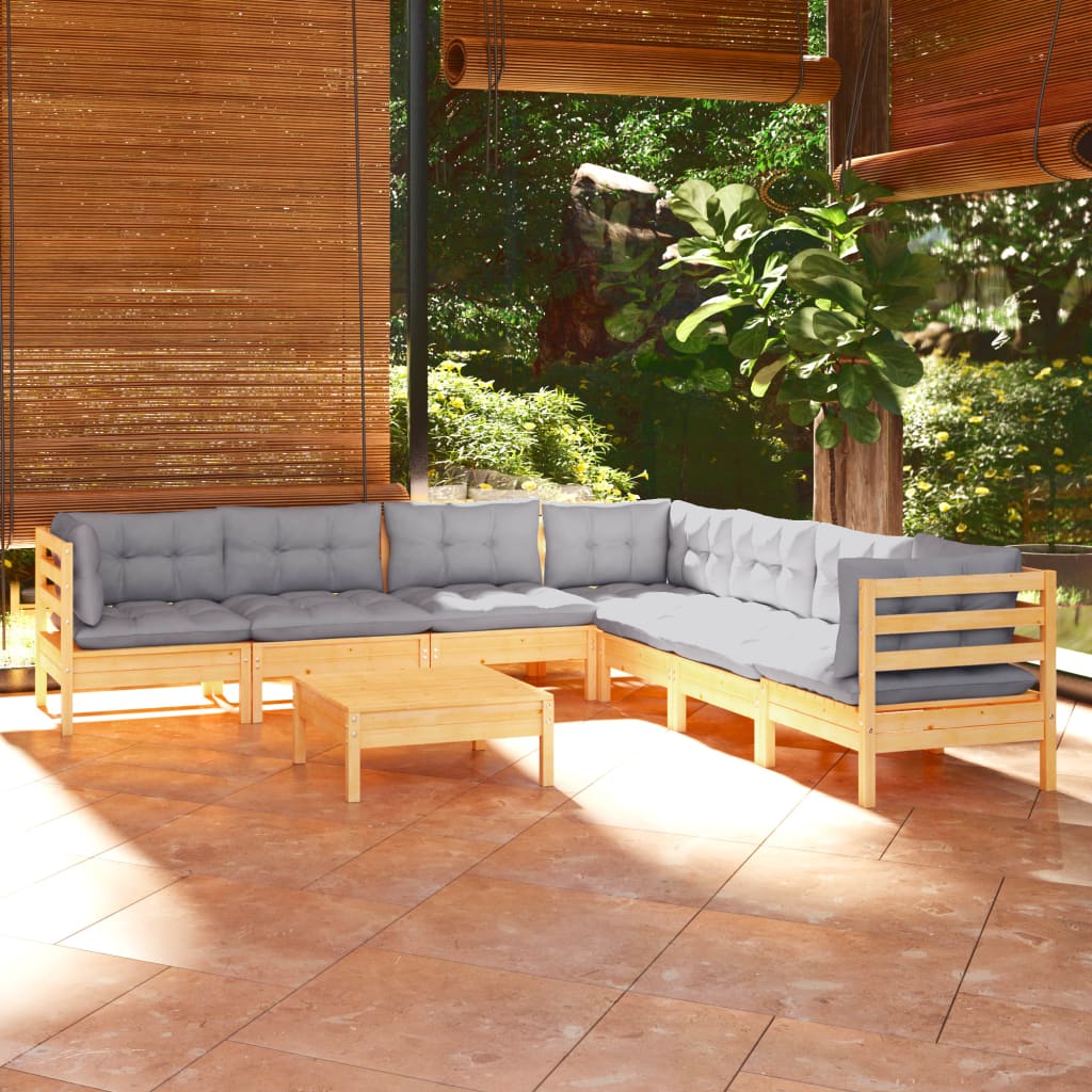 8720286865705_m_en_hd_1 vidaXL 8 Piece Garden Lounge Set with Grey Cushions Solid Pinewood - Image 1