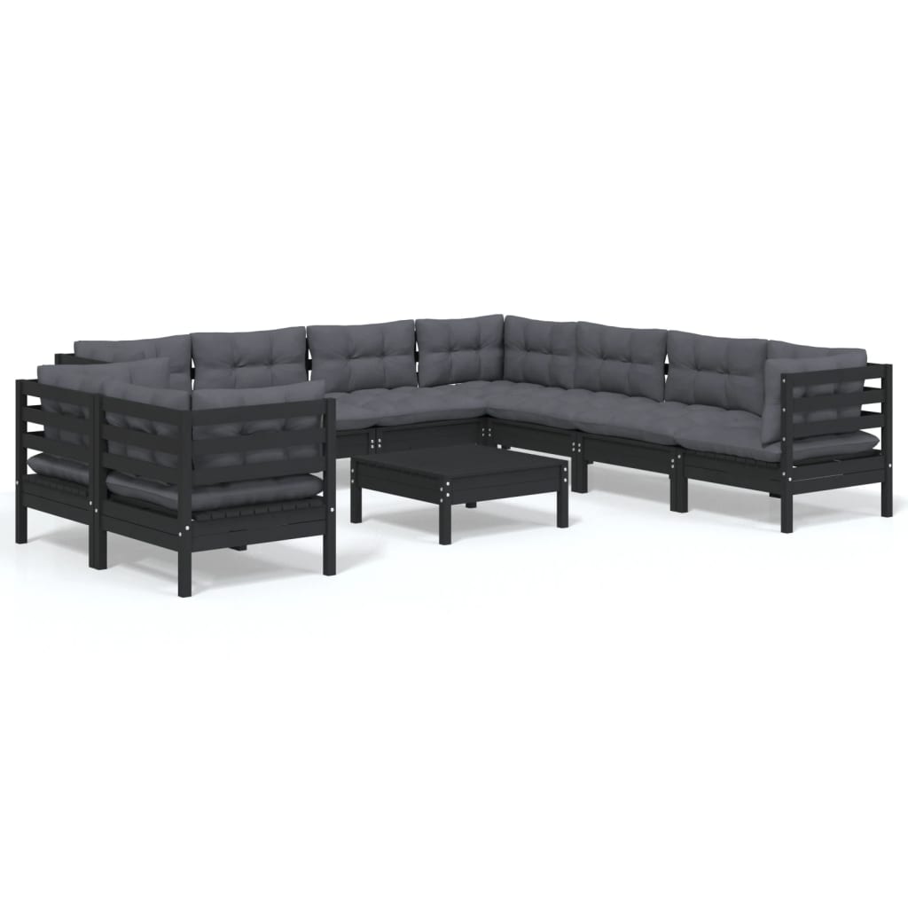 8720286866832_a_en_hd_1 vidaXL 10 Piece Garden Lounge Set with Cushions Black Solid Pinewood - Image 2