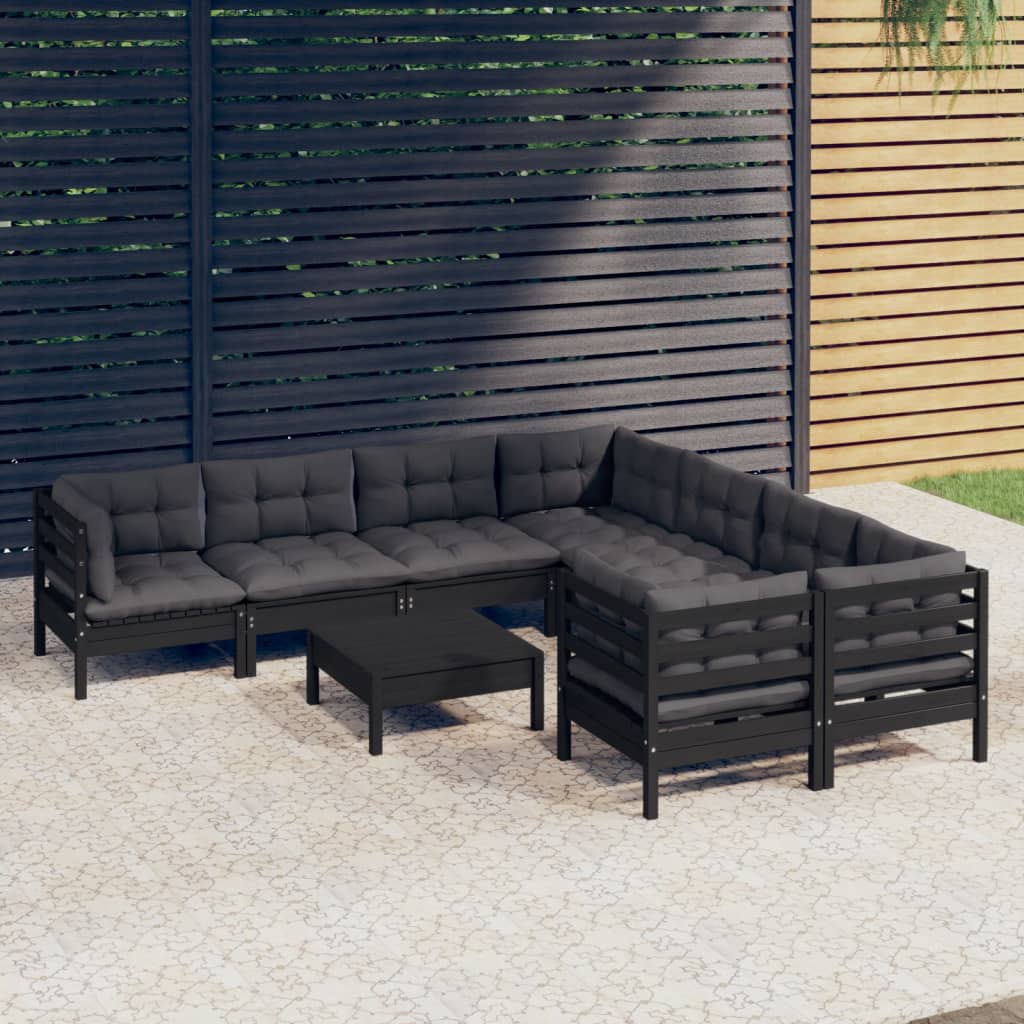 8720286867556_m_en_hd_1 vidaXL 9 Piece Garden Lounge Set with Cushions Black Pinewood - Image 1