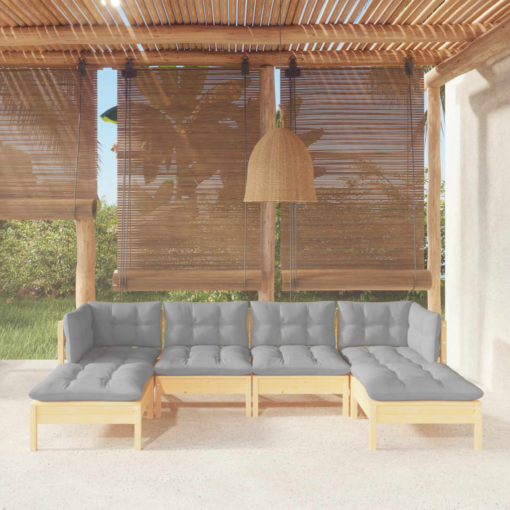 8720286868522_m_en_hd_1 vidaXL 6 Piece Garden Lounge Set with Grey Cushions Pinewood - Image 1