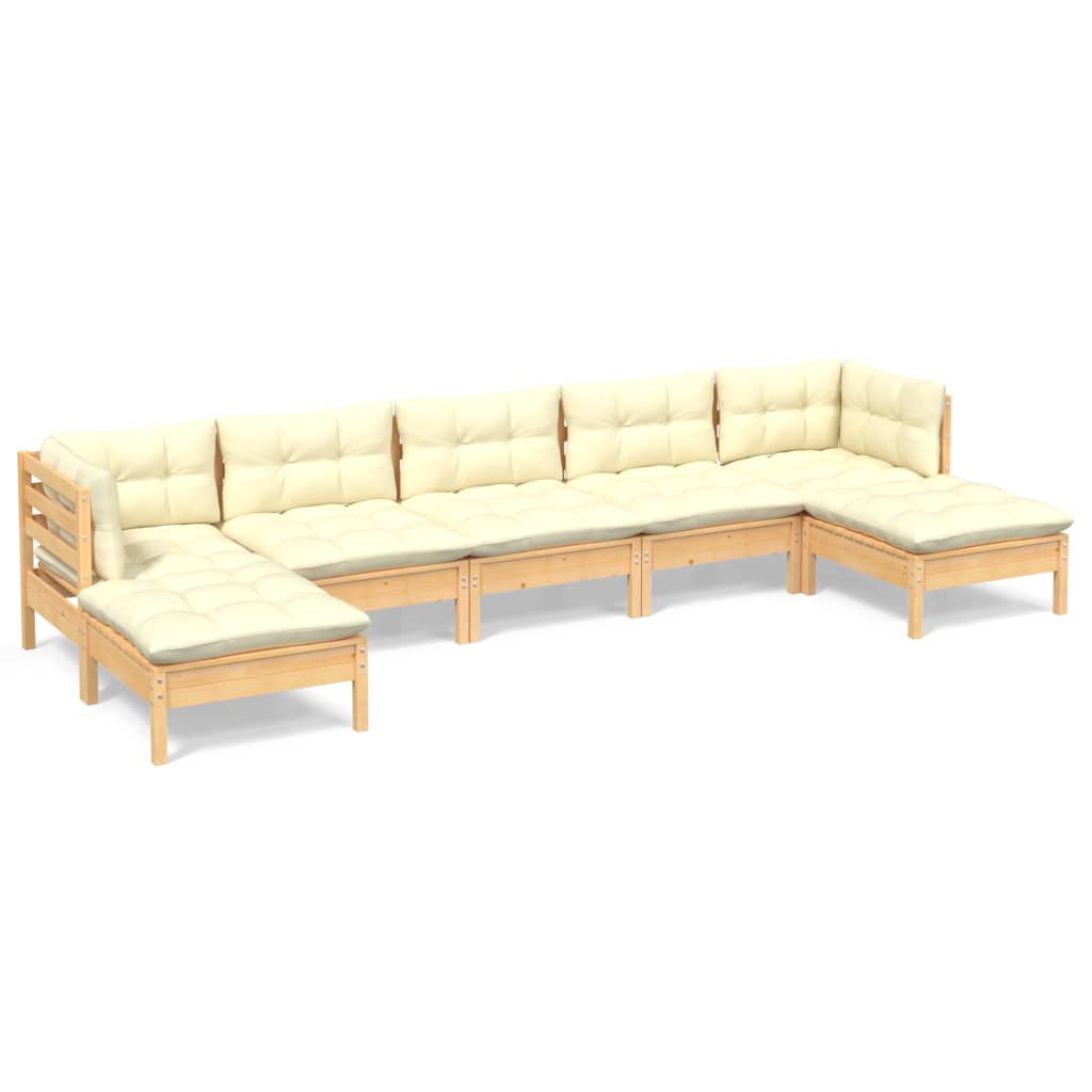 8720286868652_a_en_hd_1 vidaXL 7 Piece Garden Lounge Set with Cream Cushions Pinewood - Image 2