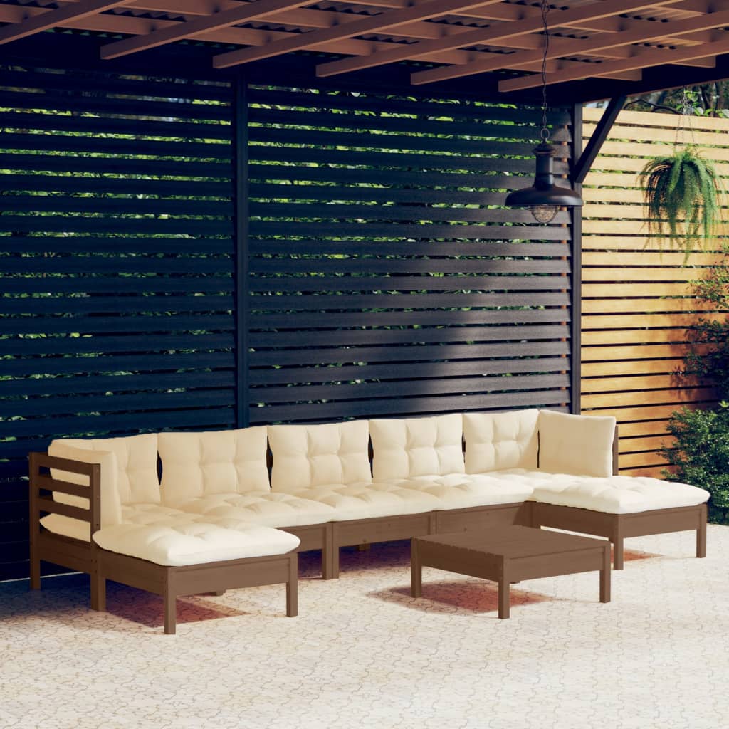 8720286868744_m_en_hd_1 vidaXL 8 Piece Garden Lounge Set with Cushions Honey Brown Pinewood - Image 1