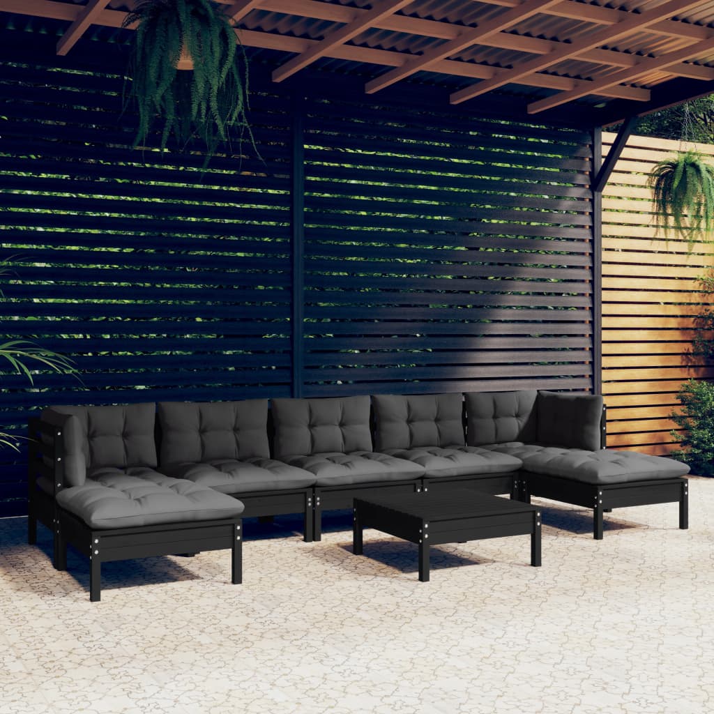 8720286868751_m_en_hd_1 vidaXL 8 Piece Garden Lounge Set with Cushions Black Pinewood - Image 1