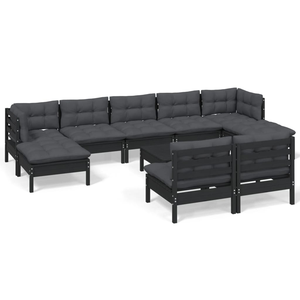 8720286868874_a_en_hd_1 vidaXL 10 Piece Garden Lounge Set with Cushions Black Pinewood - Image 2