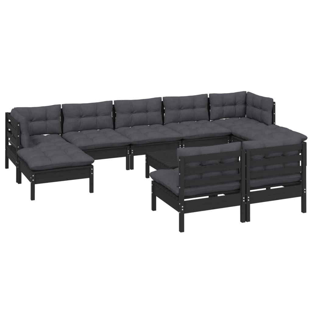8720286868874_g_en_hd_1 vidaXL 10 Piece Garden Lounge Set with Cushions Black Pinewood - Image 3