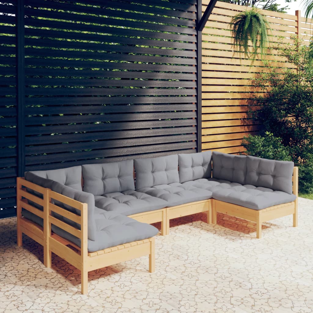 8720286869246_m_en_hd_1 vidaXL 6 Piece Garden Lounge Set with Grey Cushions Solid Pinewood - Image 1
