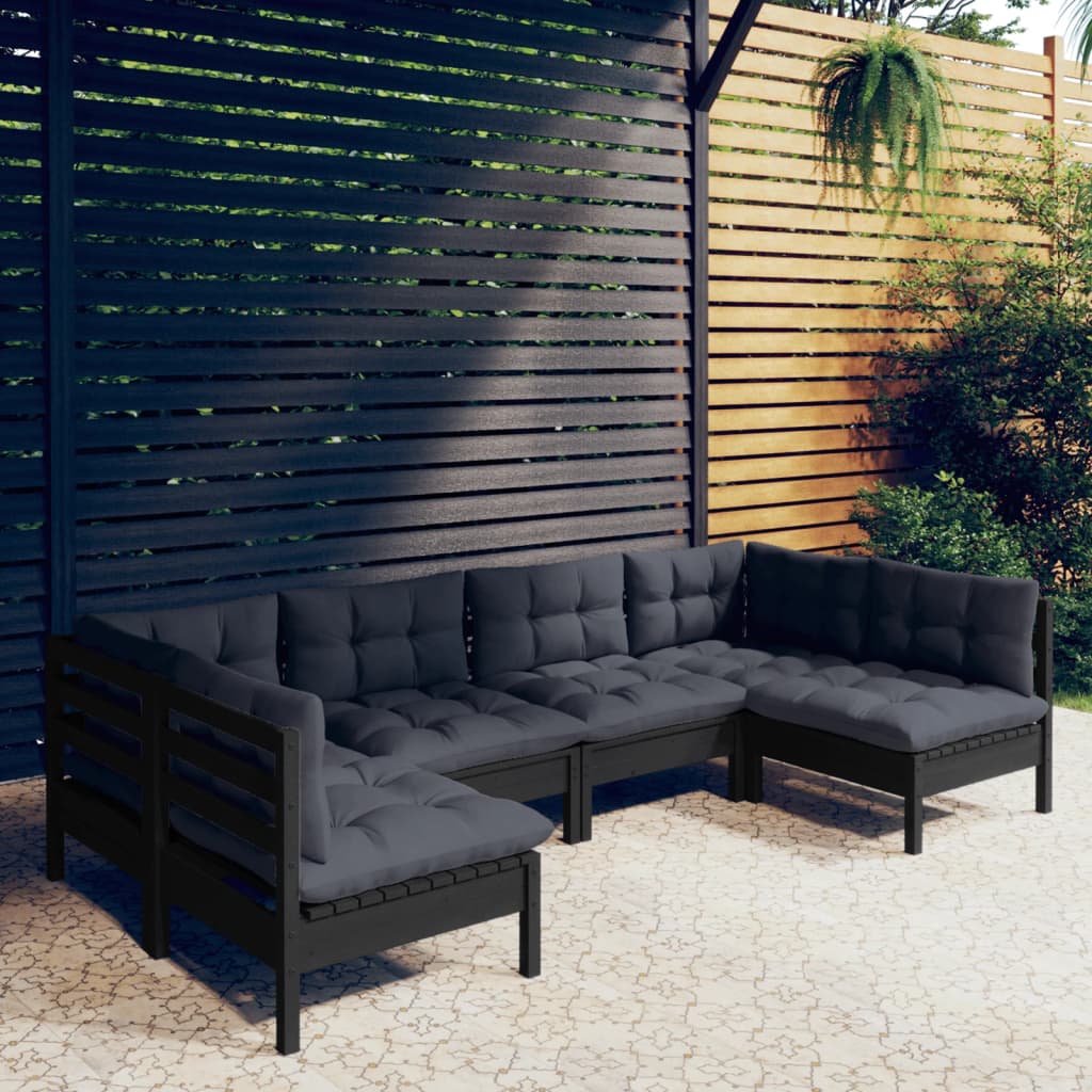 8720286869291_m_en_hd_1 vidaXL 6 Piece Garden Lounge Set with Cushions Black Solid Pinewood - Image 1