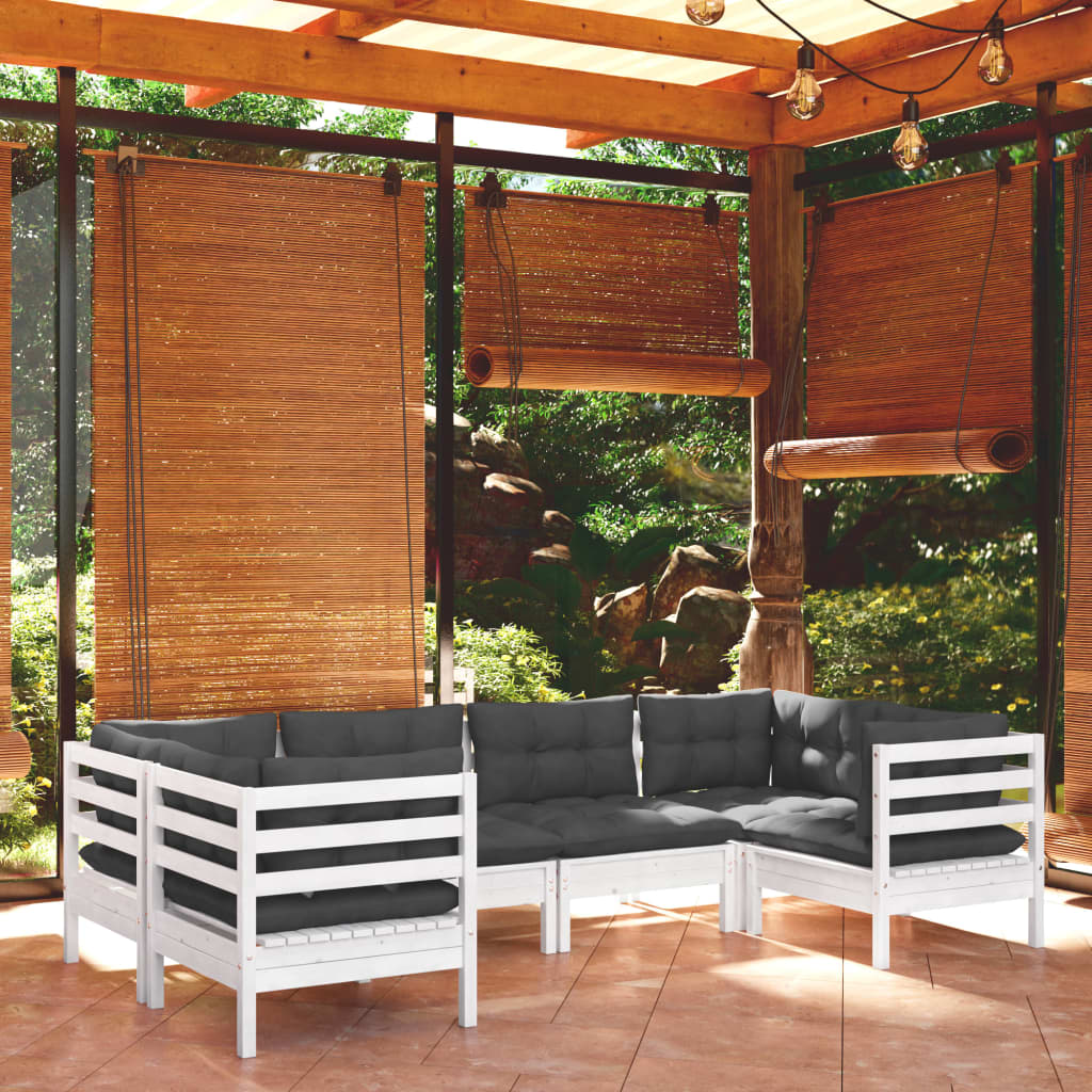 8720286870709_m_en_hd_1 vidaXL 6 Piece Garden Lounge Set with Cushions White Pinewood - Image 1
